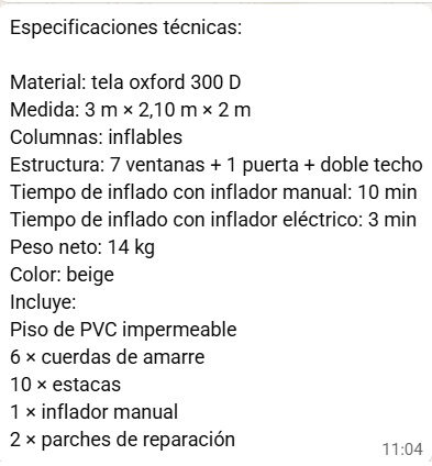 Sin título CARPA INFLABLE KUSHIRO 3 X 2