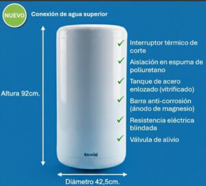 TERMOTANQUE ESCORIAL ELECTRICO 90L CARGA SUPERIOR