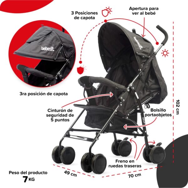 COCHE BEBESIT PARAGUA NEUF 1058 NEGRO