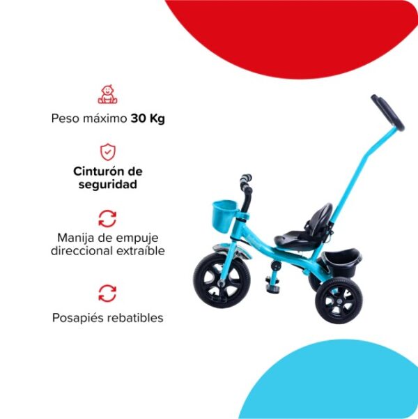TRICICLO BEBESIT AZUL CON CANASTO