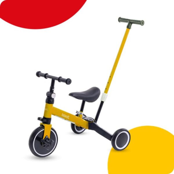 TRICICLO BEBESIT AMARILLO CON BARRA 2 EN 1