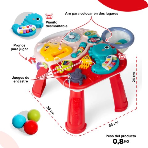 MESA DIDACTICA BEBESIT ROJA 3 EN 1