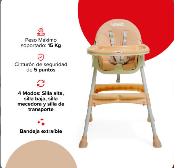 SILLA DE COMER BEBESIT MECEDORA BEIGE