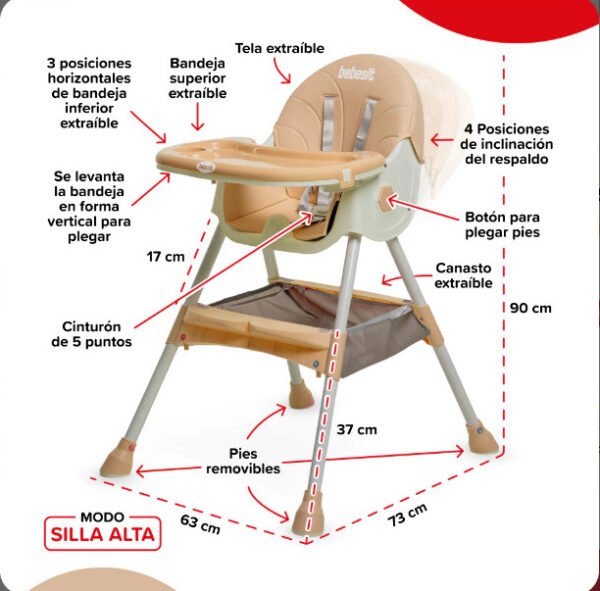 SILLA DE COMER BEBESIT MECEDORA BEIGE