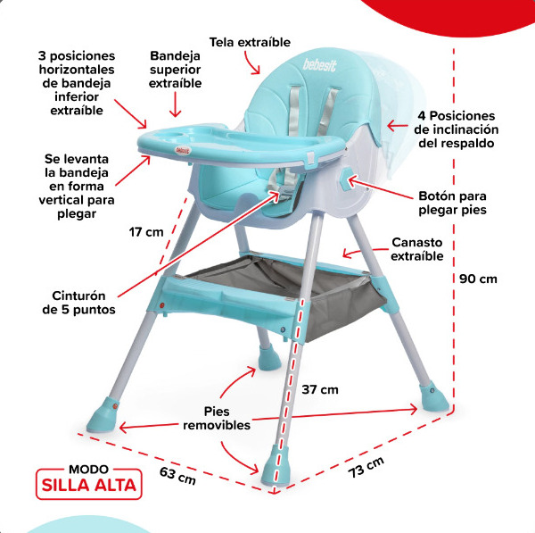 SILLA DE COMER BEBESIT MECEDORA CELESTE