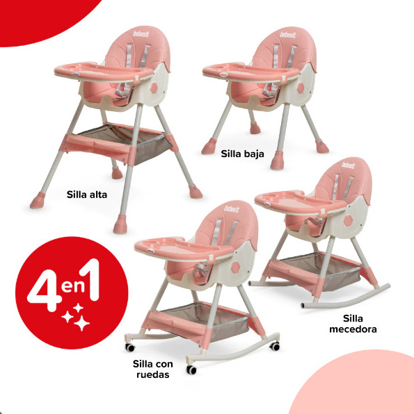 SILLA DE COMER BEBESIT MECEDORA ROSA