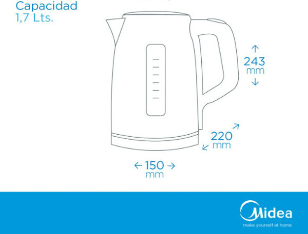 PAVA ELECTRICA MIDEA 1,7LT DIGITALACERO