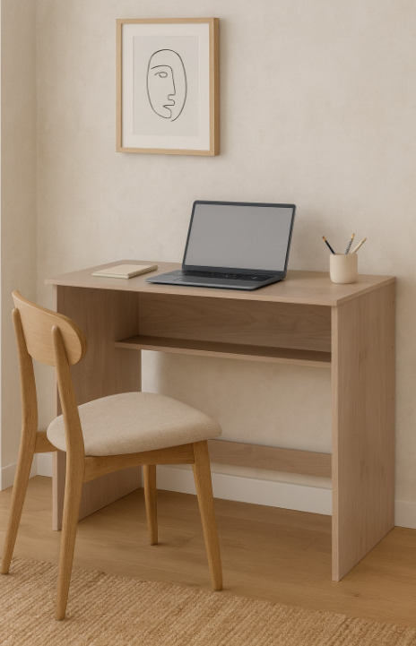 ESCRITORIO 0,90 SIMPLE 1 ESTANTE  LEGGERO ROBLE KENDAL