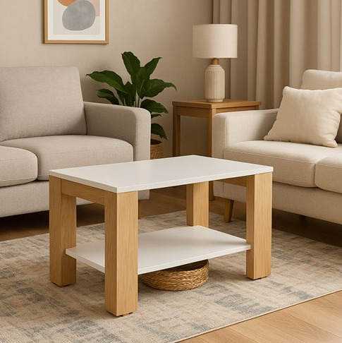 MESA CENTRO CALABRIA HICKORY/BLANCO
