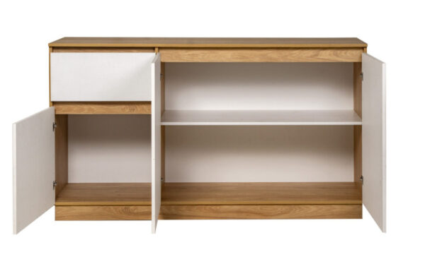 BAHIUT 3 PUERTAS 1 CAJON MESINA HICKORY / BLANCO TEXTURADO