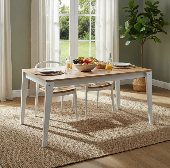WhatsApp Image 2026-08-22 at 18.17.33 MESA NORDICA 1.50 X 0.90 BLANCA TAPA NATURAL